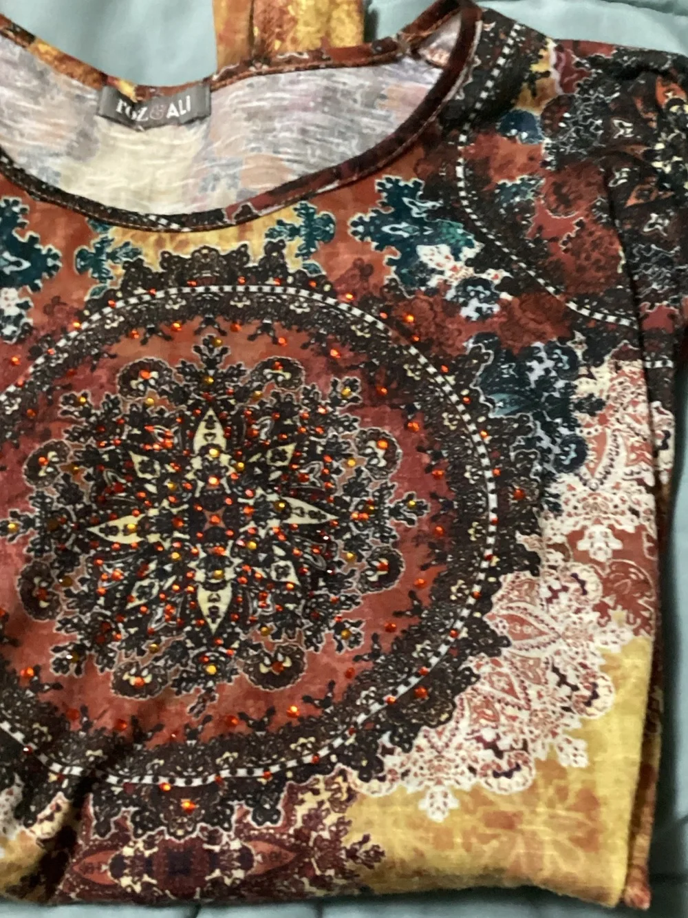 Roz & Ali Multicolor Boho Medallion Tie-Hem Size XL